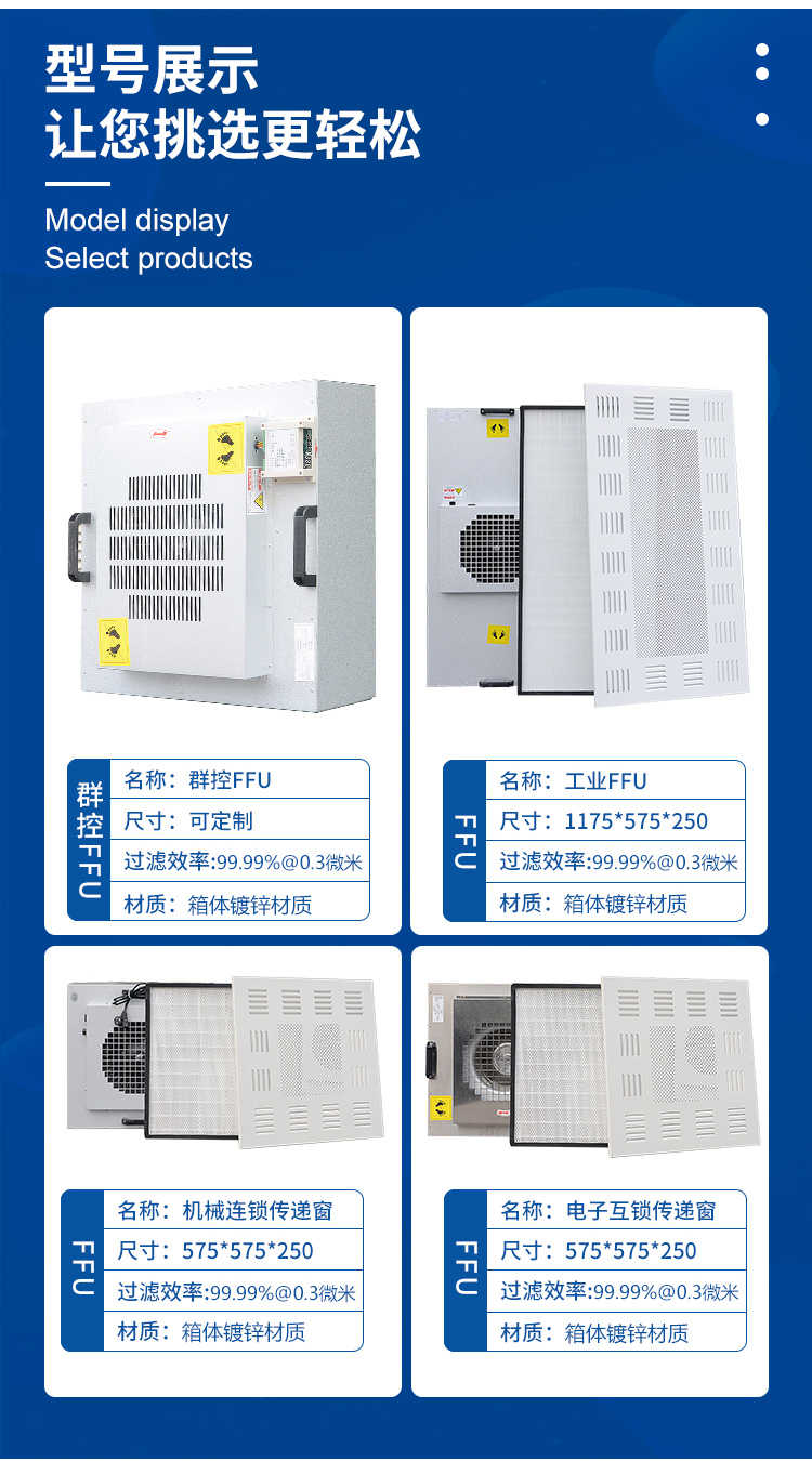 重庆沙巴足球工业FFU空气净化器-型号展示